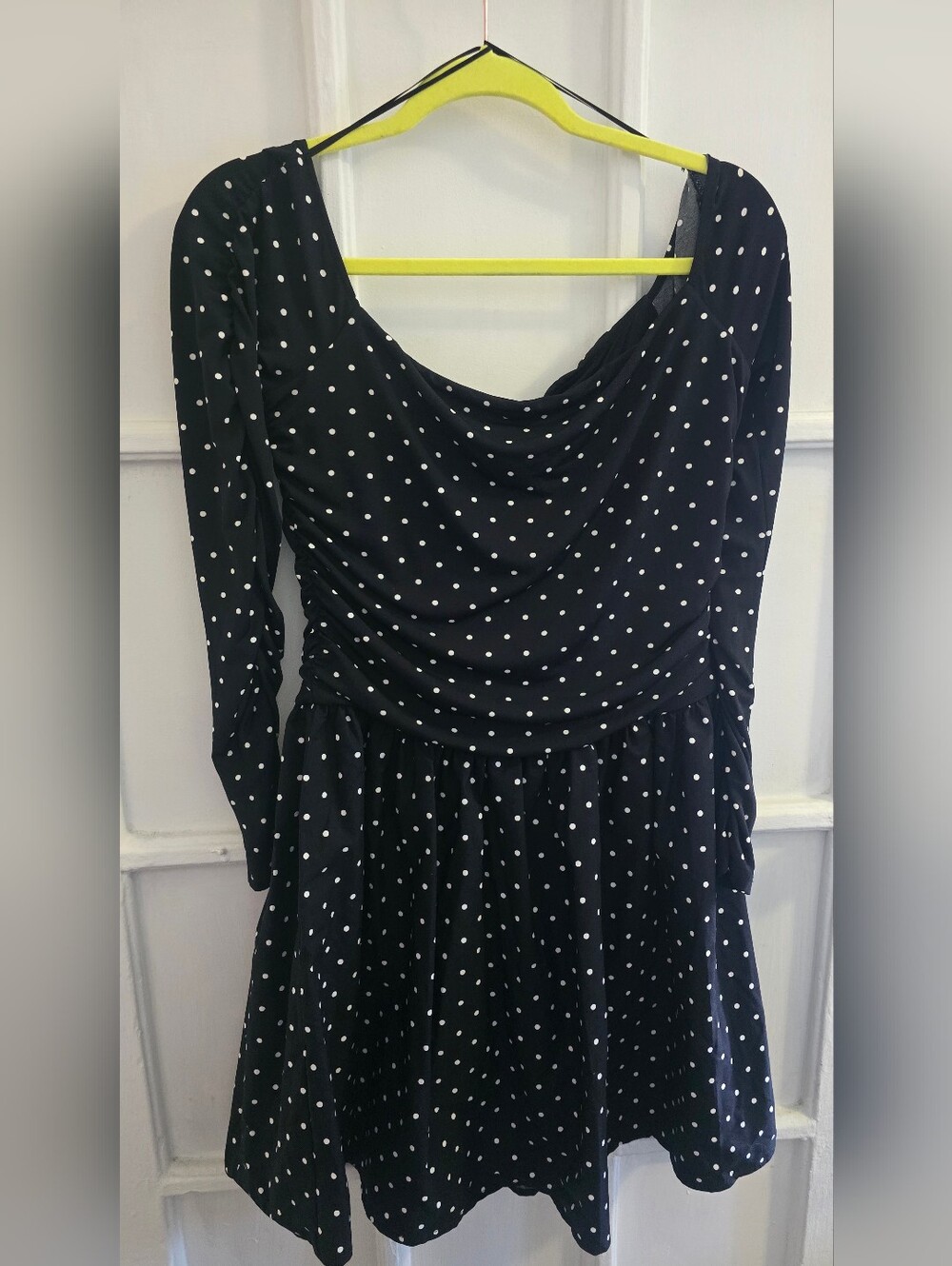 H&M Black Polka Dot Long-Sleeve Dress